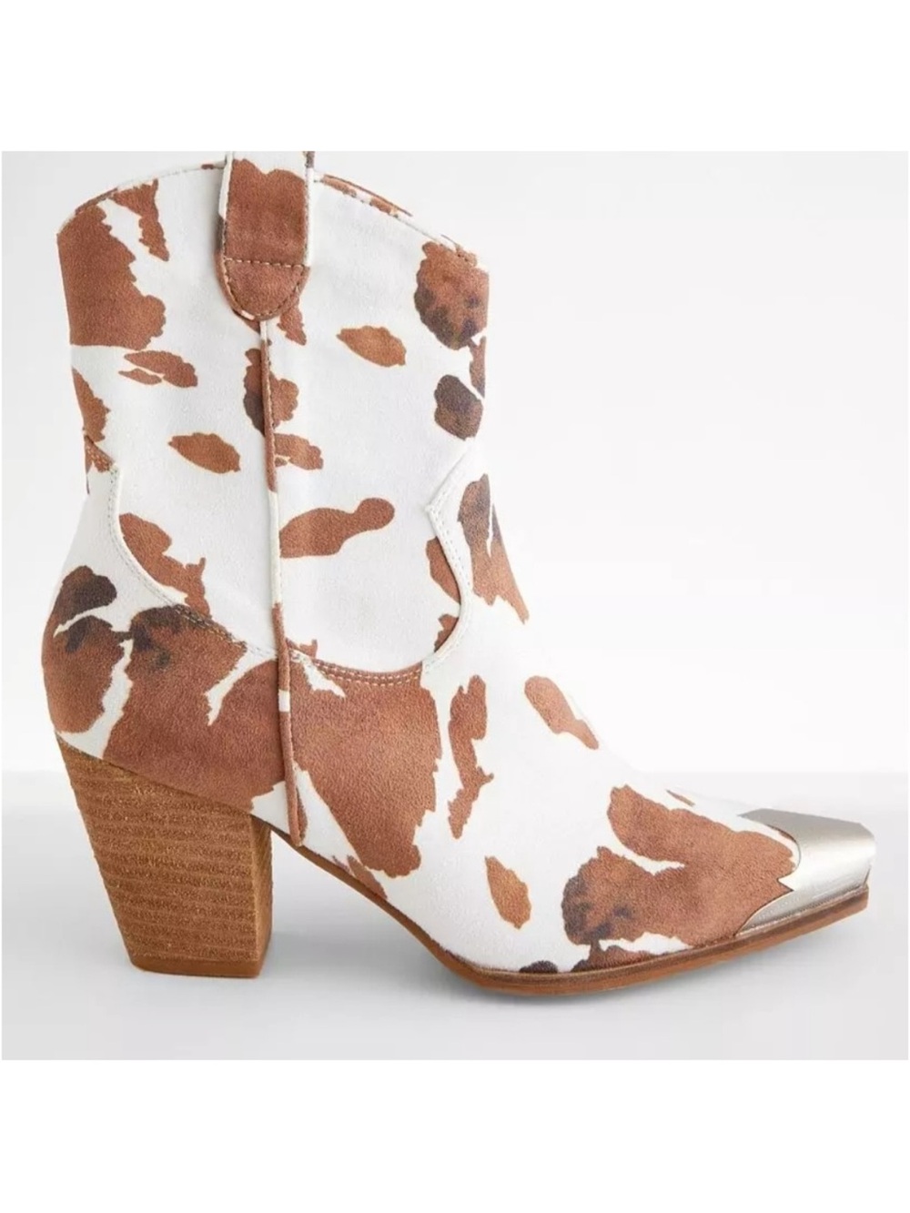 Beast Fashion Dakota Cow Print Western Cowboy Ankle Boot Womens 7.5 rodeo